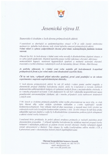 OHK Bruntál se připojuje k tzv. Jesenické výzvě II, která varuje před omezením průmyslových aktivit